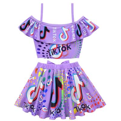 China 2021 Sweet Hot Sale TikTok Summer Print Children's Clothing Baby Skirt Set TikTok Girls' Sets for sale