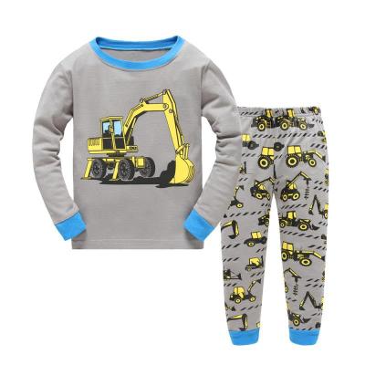 China 2021New Breathable Two Piece Printed Pajamas For Boys And Girls 2-7 Years Cotton Home Service Suit for sale