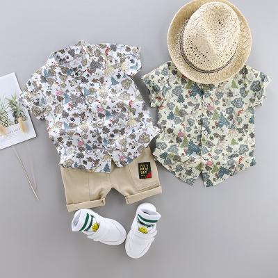 China Summer Casual Suit Boys Handsome Shortsleeve Full-print Shorts Children's Two-Piece Sets for sale