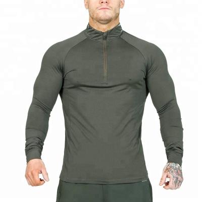 China Polyester hot sale QUICK DRY breathable 1/4 zipper anti-pilling gym sport running training t-shirt for men for sale