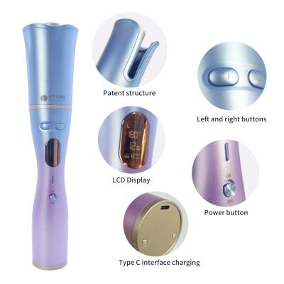 China 2021 Newest PC Portable 2 Way Turning Professional Wave Magic Cordless Cordless Automatic Hair Curler for sale