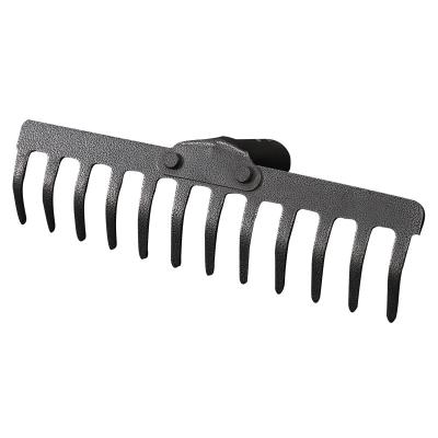 China Eco-friendly Agricultural Garden Planting Tools 14 Teeth Steel Head Garden Iron Rake Garden Leveling Rake With Handle for sale