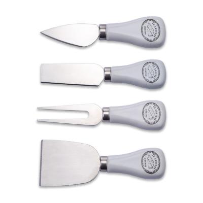 China 4 Pcs Sustainable Ceramic Handle With Customized Printing Cheese Knife Set for sale