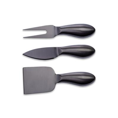 China 2022 Best Selling Viable Popular Handle Cavity PVD Black Coating Set Cheese Knives for sale