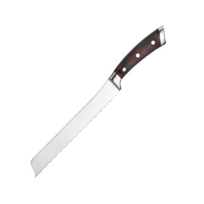 China Viable Professional Bread Knife With Pakka Handle Stainless Steel Wood Serrated Kitchen Knife for sale