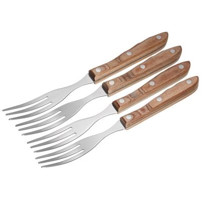 China Sustainable Amazon Sales Kitchen Stainless Steel Hot Fork With Pakka Wood Handle for sale