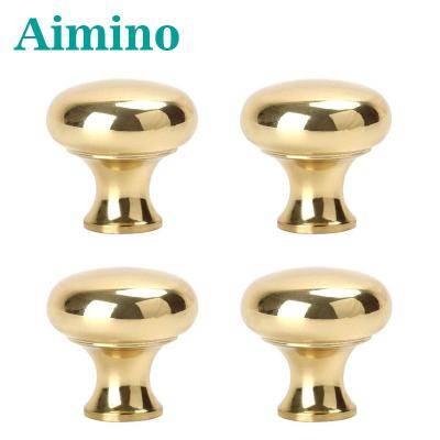 China AIMINO Contemporary Brass Mirror Polished Pulls Round Brass Pulls Simple Pulls Antique Solid Hardware Knobs And Elegant For Furniture for sale