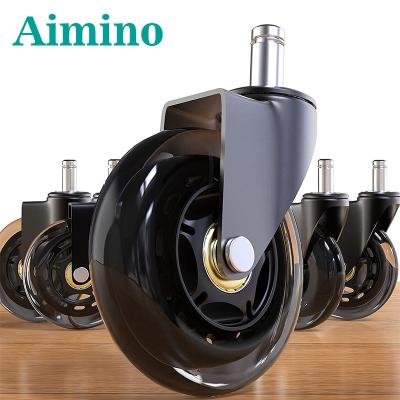 China AIMINO Modern Office Chair Wheels Replacement Roller Skate Wheels Smooth Rolling Heavy Duty Casters Safe For All Floors for sale