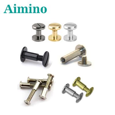 China AIMINO brass male and female stainless steel aluminum brass pound screws m3 m4 set chicago screw post binding screw for sale