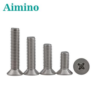 China AIMINO DIN965 Stainless Steel Brass Metric Cross M2 M2.5 M3 M4 M5 M6 M7 M8 Recessed Phillips Flat Countersunk Head Machine Screw for sale