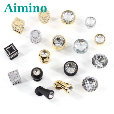 China AIMINO Modern Furniture Handles and Knobs Zinc Alloy Crystal Diamond Cabinet Door Handle Knob Luxury Knobs for sale