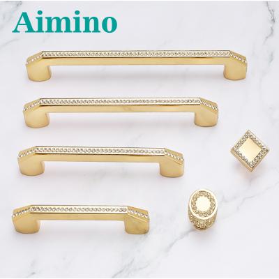 China AIMINO Diamond Knob Handle Modern Modern Drawer Pull Handle Luxurious For Cabinet Wardrobe Closet Furniture for sale