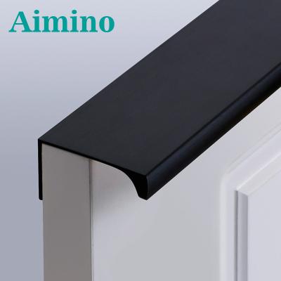 China AIMINO Modern Aluminum Profile Wardrobe Cabinet Handle Cabinet Exterior High Quality Good Edge Oxidation Black Aluminum Handle for sale