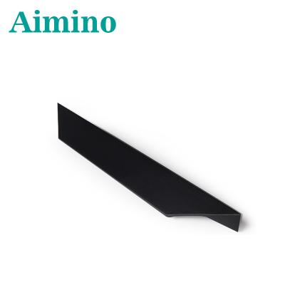 China AIMINO Modern Black Zinc Modern Handle For Cabinet Bedroom Cabinet Drawer Hidden Handle Recessed Handles for sale