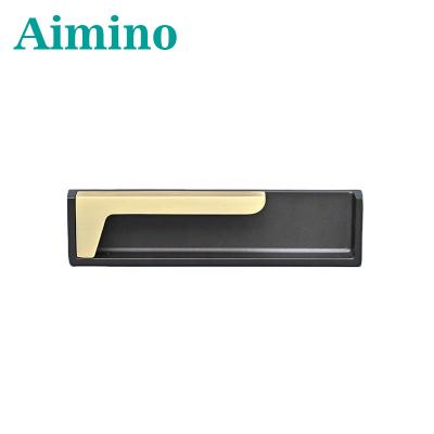 China AIMINO Modern Furniture Hardware Drawer Sideboard Fit Single Sliding Glass Door Handle Flush Recessed Handle for sale