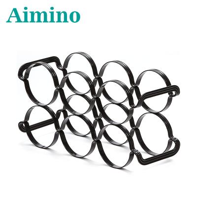 China Modern Steel Wine Rack Metal Wine Racks Countertops Wine Storage Display Racks Modern Black Table Top for sale