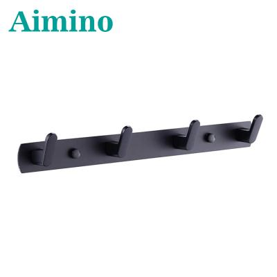 China Modern 4 Matte Black Bathroom Hooks Wall Mount Screw Fixed Door or Robe Hooks Black Towel Hook in Bedroom or Kitchen 420B for sale