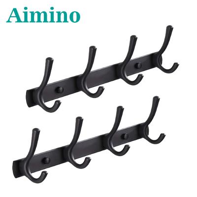 China Modern Bathroom Hardware Hook Wall Hanging Coat Hook Aluminum Alloy Black Bathrobe Bath Towel Clothes for sale