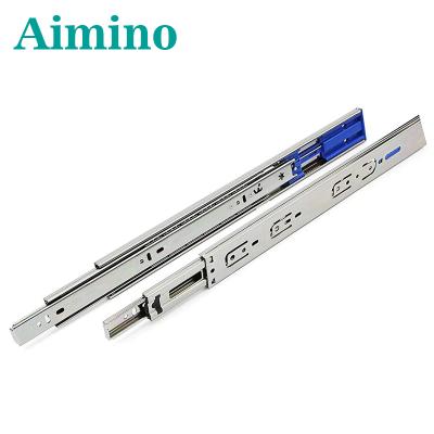 China Modern Soft Narrow Metal Ball Bearing Drawer Runners , Suction Sliders Section Fold Extension for sale