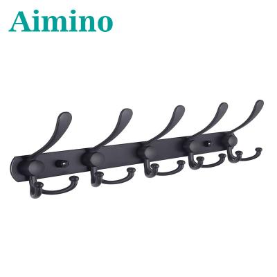 China Guaranteed Viable Self Adhesive Black Shower Hooks Stainless Steel Kitchen Towel Hanger for sale