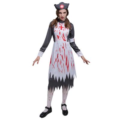 China New High Quality Bloody Nurse Halloween Party Horror Scary Costume Carnival Party Zombie Costume for sale