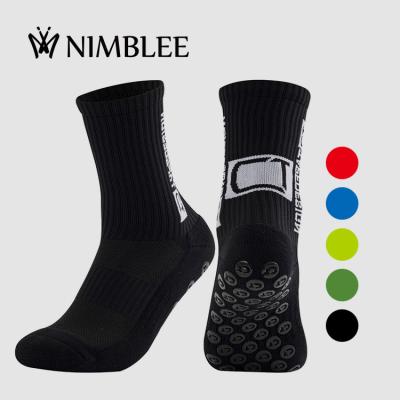 China New football knitted socks manufacturer anti slip men cotton custom meias chaussette football socks for sale