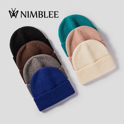 China Fashion men women acrylic knit cuff beanie hat with custom logo for sale