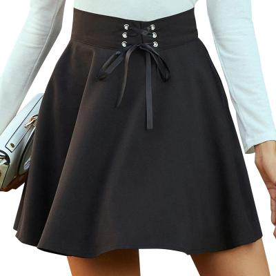 China ZACAVIA 2022 Anti-static Fashion Women's Solid Color Skirt High-waist A-line Lace-up Casual Short Skirt for sale