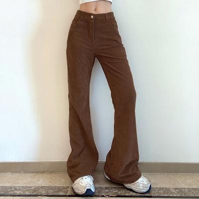 China 2022 Spring Anti-Static Fashion Solid Color Casual Corduroy Pants Loose Wiping High Waist Trousers for sale