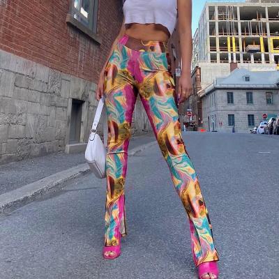 China 2022 Casual High Waist Graffiti Spring Fashion Trousers Anti-Static Cool Printing Trousers for sale