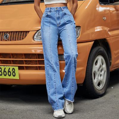 China 2022 Women Denim High Waist Straight Leg Viable Wiping Pants 5-Pocket Jeans for sale