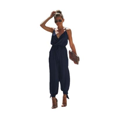 China Ladies Casual Cami Top Jumpsuit Colorful Blue New Summer Fashionable Breathable Plus Size Overalls for sale