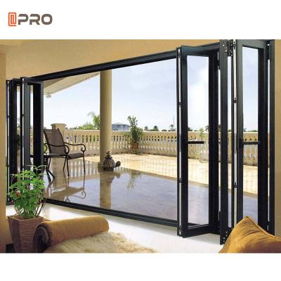 China Transparent Weatherproof Aluminum Glass Door Soundproof Modern Bi - Folding Door for sale