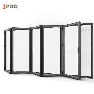 China exterior del edificio residencial de la puerta plegable de desplazamiento con doble acristalamiento de la puerta plegable del BI de aluminio de 2.0m m en venta