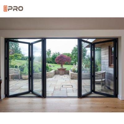 China Anodized Aluminum Folding Doors Low - E Glass  Interior Bi Folding Door for sale