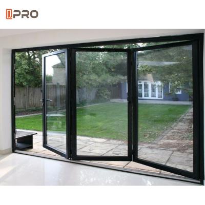 China Aluminum Alloy Finished Bi Folding Door House Balcony Folding Glass Door for sale