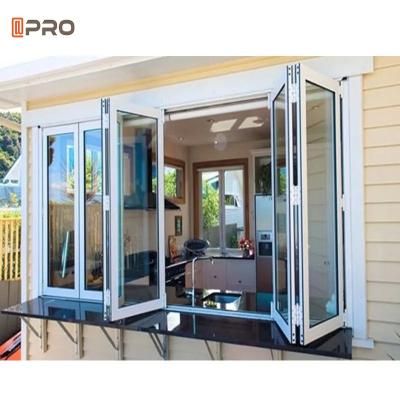 China Soundproof Aluminium Bifold Glass Window Screens Bifold Aluminum Doors for sale