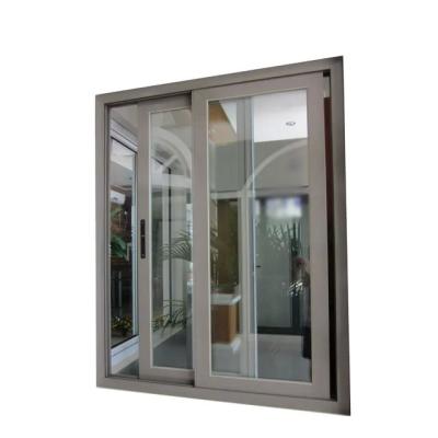 China Ventana de vidrio teñido Sección de vidrio templado Marco de aluminio Ventana corredera de vidrio en venta