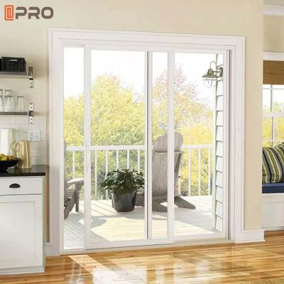 China Powder Coated Aluminum Sliding Patio Doors Large Double Glazed Tempered Glass Doors for sale