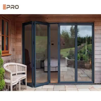 China Modern High Aluminum Double Glass Accordion Large Big Bifold Long Bi Fold Sliding Exterior Main Entrance Patio Folding Door for sale