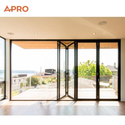 China Highly durable aluminum folding doors can be customized to meet commercial needs. Welded aluminum doors. Aluminum bi-fold patio doors. Villa folding exterior door. Aluminum alloy inner folding door. for sale