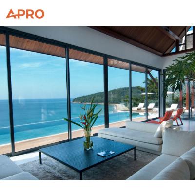 China Aluminum alloy sliding glass door villa aluminum alloy sliding folding door customization powder-coated aluminum sliding door house insulation aluminum alloy folding sliding door windproof for sale