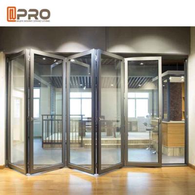 China Modern Design Aluminium Folding Stacking Doors For Residential House Vertical bifold door double glazed bifold door for sale