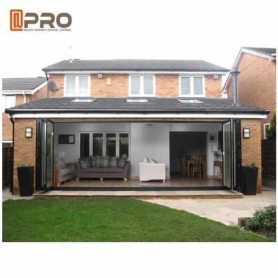 China Triple Glazed Aluminium Bifold Doors Thermal Break Lowe Sound Insulation folding glass windows and doors folding sliding for sale