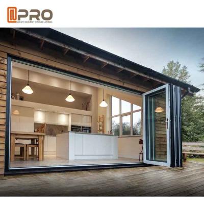 China Black multi - Panels Aluminum Folding Doors Residential Energy Efficient for sale