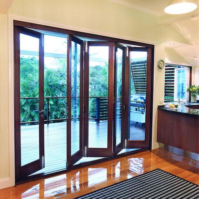 China Aluminum Glass Patio Exterior Bifold Doors Double Glazing for sale