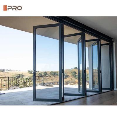 China Residential 2mm glass aluminum alloy sliding folding door sliding door patio glass door energy saving heat insulation windproof aluminum swing door for sale