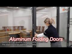 aluminium exterior bi fold sliding doors foldable glass doors iso certification folding sliding pati