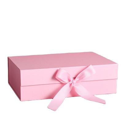 China Custom Recyclable Luxury Pink Paper Big Logo Rigid Magnetic Folding Packaging Gift Box For Packaging for sale