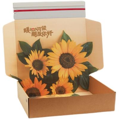 China Recyclable Custom Logo Printed Die Cut Corrugated Flat Pack Folding Kraft Paper Packaging Mailing Box for sale